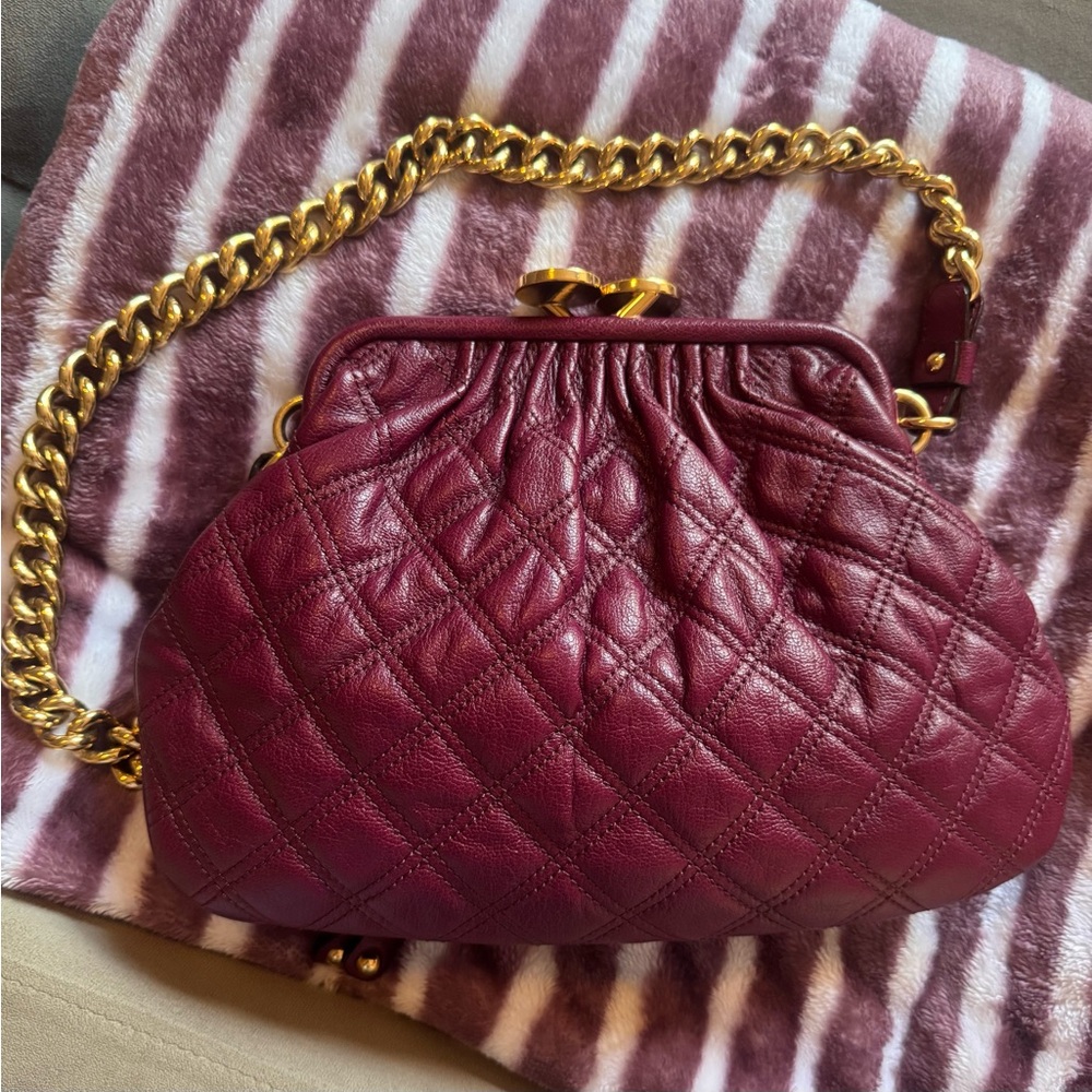 VINTAGE- Marc Jacobs Burgundy and Gold Quilted Stam Collection.